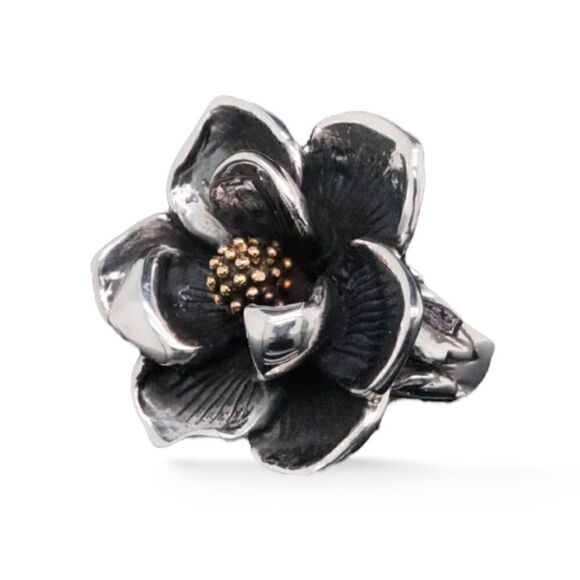 King Baby Solid Sterling Silver Magnolia Flower Ring.             | Size:7 | - Picture 7 of 10